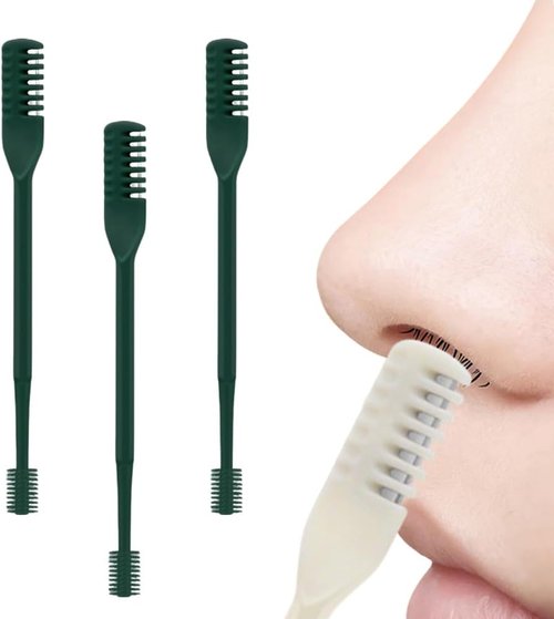 Eadwe 2-in-1 Nasal Hair Cutter - 360° Rotating Nose Hair Trimmer & Grooming Kit for Travel - Dark Green