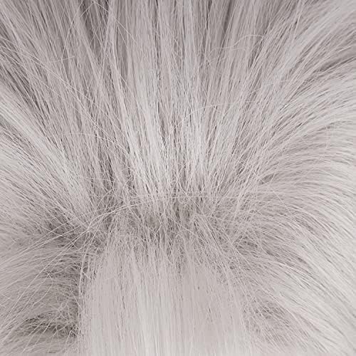 Ticomoco Kimetsu No Yaiba Uzui Tengen Cosplay Wig Short Silver Gray Hair Halloween Costume Party Wig for Men Women