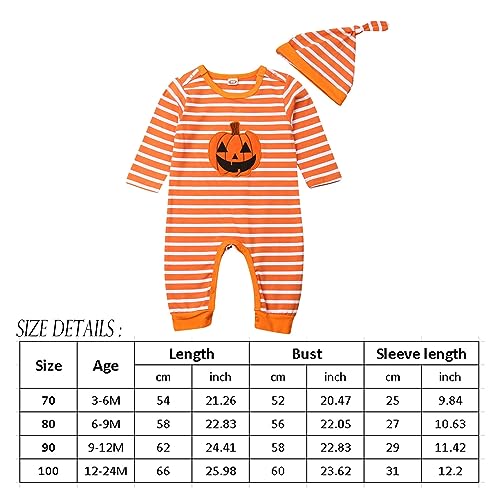 LouVasabuce Toddler Baby Girls Boys Halloween Long Sleeve Pumpkin Face Pattern Romper+ Cap +Slipper Socks 3Pcs Outfits