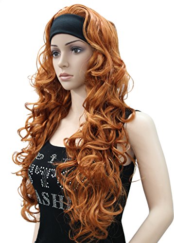 3/4 Band Headband wig Women's Fox Red Long Curly Wigs for Women ladies wigs Wiginway