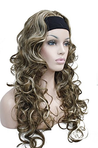 Wiginway 3/4 Band Headband wig Women's Brown Mixed Color Long Curly Wigs for Women ladies