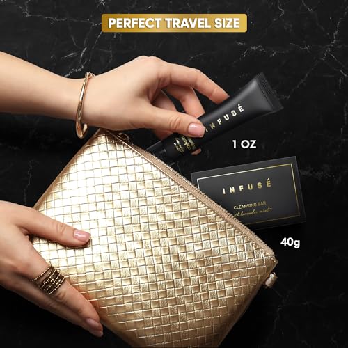 Infuse Black Hotel Soaps and Toiletries Bulk Set | 1-Shoppe All-In-Kit Amenities for Hotels & Airbnb | 1 oz Hotel Cleansing Bar and Conditioning Shampoo Travel Size | 100 Pieces