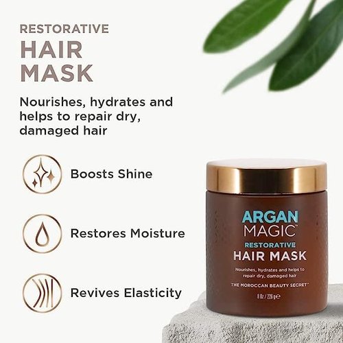 Argan Magic Restorative Hair Mask - Protein-Rich Hydrating Treatment for Damaged Hair | Paraben-Free, 12 oz