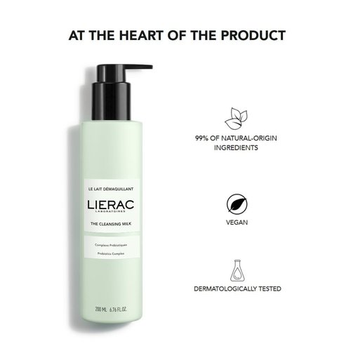 Lierac Cleansing Milk - Hydrating Face Makeup Remover & Cleanser | Nourishing Formula, 200ml