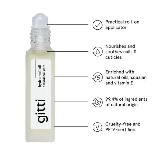 Gitti Hydra Nail Oil - Natural Nail Care, Non-Toxic & Plant-Based | Nourishes & Soothes Cuticles, 0.24 Fl Oz