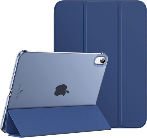 MoKo iPad Case - Slim Stand Hard PC Cover for 11" (A16) & 10.9" (2022) - Navy Blue, Touch ID Support, Auto Wake/Sleep
