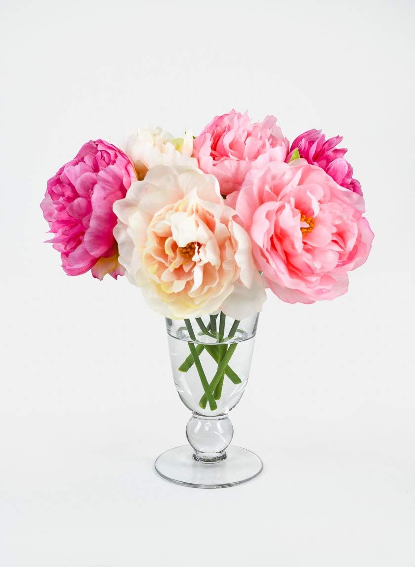 Serene Spaces Living Glass Urn Vase - Decorative Pedestal for Floral Centerpieces | 7.5" Tall, 4.5" Diameter