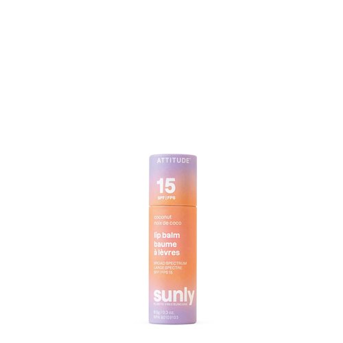 ATTITUDE Lip Balm - Plastic-Free SPF 15 Sun Protection | EWG Verified, Vegan, Coconut, 0.3 Oz