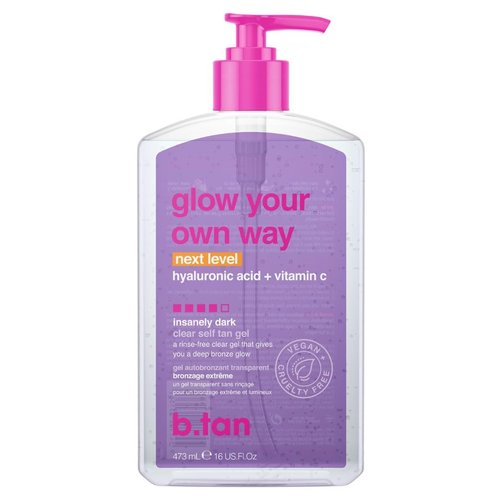 b.tan Insanely Dark Self Tan Gel - Ultra Quick, Transfer-Resistant Formula | 16 Fl Oz for a Natural Glow