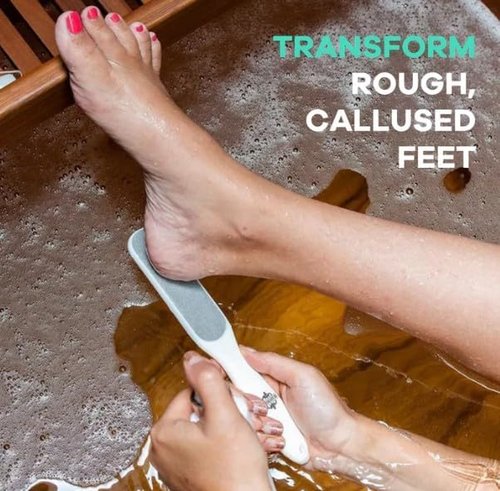 Dermasuri - Callus Remover Foot Scrub - Exfoliating Spray Formula & Deluxe Sole File | Softens Cracked Heels