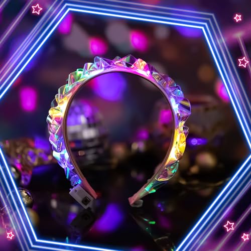 Tigeen Hairband, Light up Headband Led Headband Led Face Jewelry Glow Headband, 8 Pcs, for Girls Women Valentine's Day Party Favors