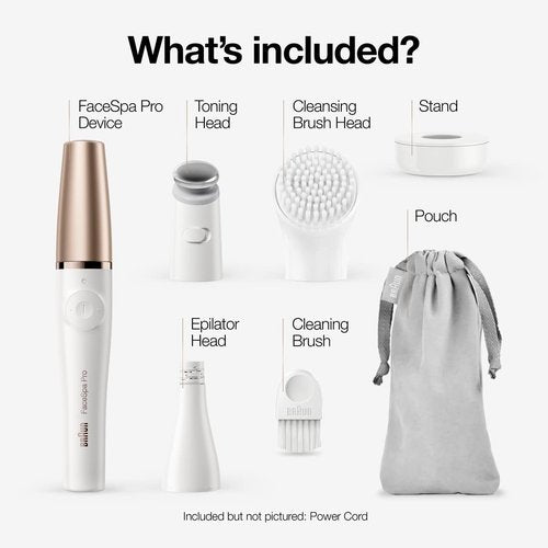 Braun Face Epilator - 3-in-1 Facial Hair Removal Device with Cleansing Brush & Skin Toning Extras