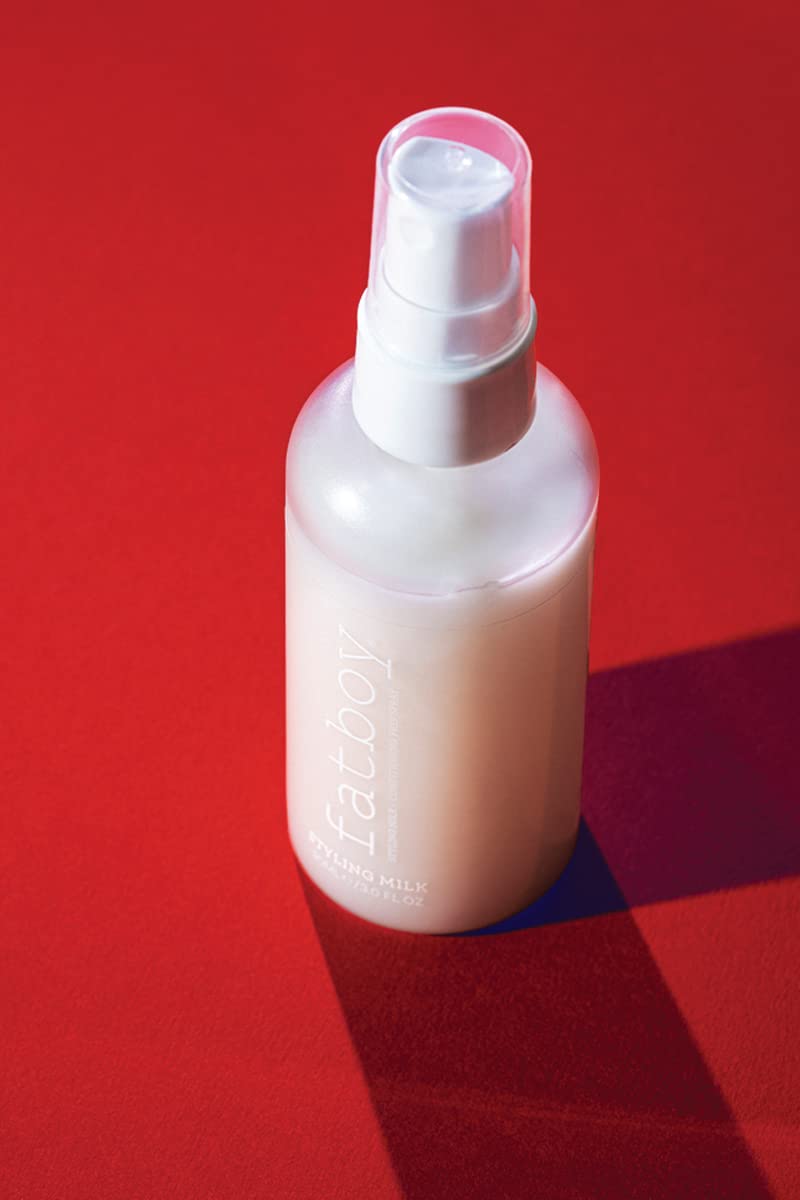 Fatboy Hair Styling Milk Conditioner Prep Spray, Anti Frizz and Detangling, All Hair Types, 3 Oz.