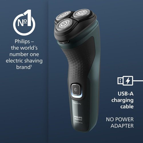 Philips Norelco Electric Shaver 2600 Series - Wet & Dry with Pop-Up Trimmer | Dark Forest Green, Model X3052/91
