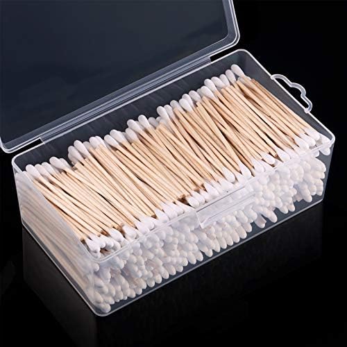 Norme 3 Inch Cotton Swabs in Storage Box 500 Pcs Long Qtips Round Tip with Wooden Handle Cleaning Swabs Buds for Makeup Gun Cleaning Pet Care