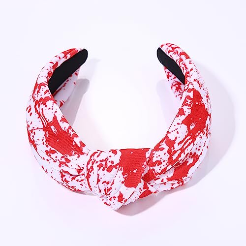 ZITULRY Halloween Knotted Headbands for Women Candy Corn Cat Blood Splatter Printed Wide Top Knot Hairband Party Decoration