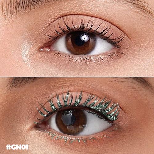 FOCALLURE Star Drifter Glitter Mascara Topper, Long Lasting Quick Dry Soft Gel, Subtle Blue Shimmer Finish, BL01 INCEPTION