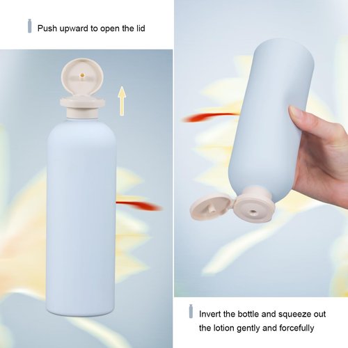 ASEVAT 13.5 oz Plastic Large Travel Shampoo and Conditioner Bottles, Green Squeeze Bottles for Shampoo, Plastic Travel Containers for Toiletries Leak Proof for Lotion, Cream and Liquids (4Pcs)