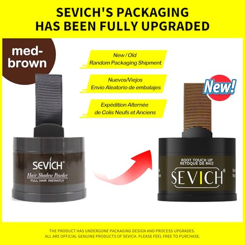 SEVICH Magnetic Refillable Hair Root Touch Up Powder - Waterproof Gray Coverage & Hairline Concealer with Dual Brush - Medium Brown, 0.14 oz (2 pcs)