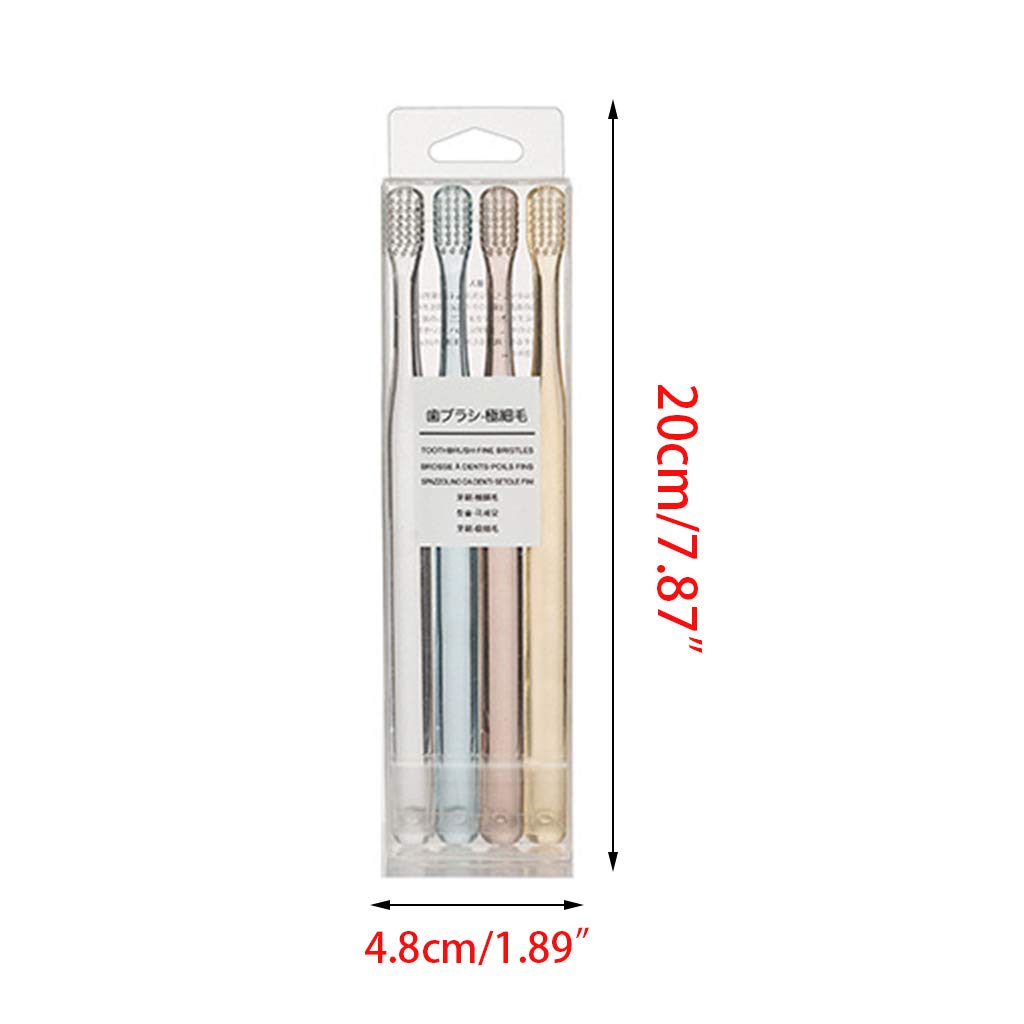 Skiennix Nordic Clear Crystal Handle Toothbrush Set - Soft Bristles, 4 Pieces, Compact Design