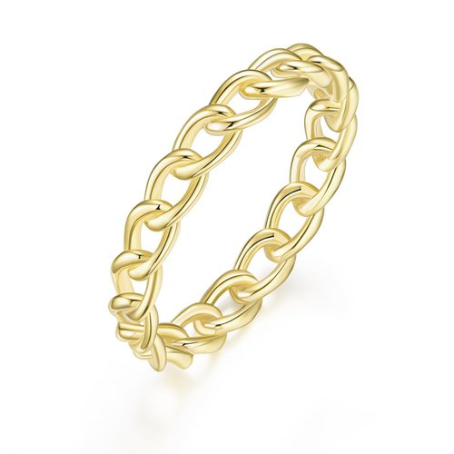 Mameloly 3.8mm 925 Sterling Silver 14K Gold Plated Wedding Bands for Women Stackable Open Chain Link Engagement Rings Size 6.5