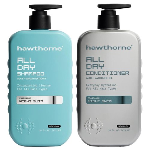 Hawthorne Men's Shampoo & Conditioner Set - Sulfate-Free with Avocado Oil & Aloe | Night Swim Scent, 16 fl. oz. Each