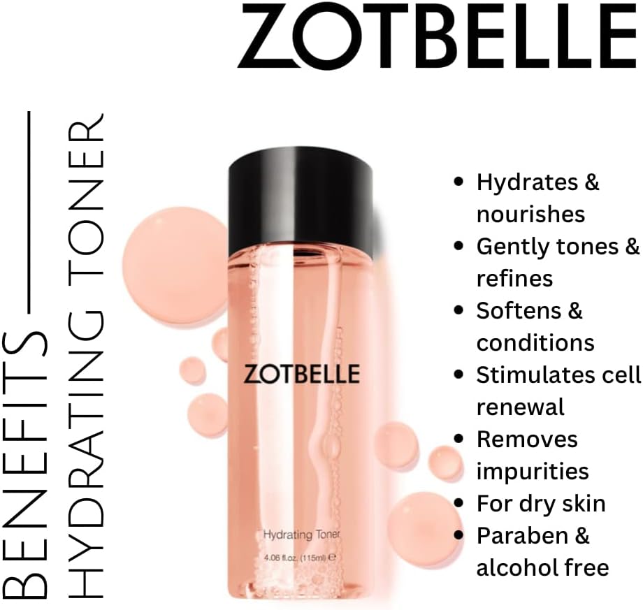 ZOTBELLE Hydrating Toner - Soothing Formula for Soft, Refined Skin | Nourishes & Stimulates Cell Renewal