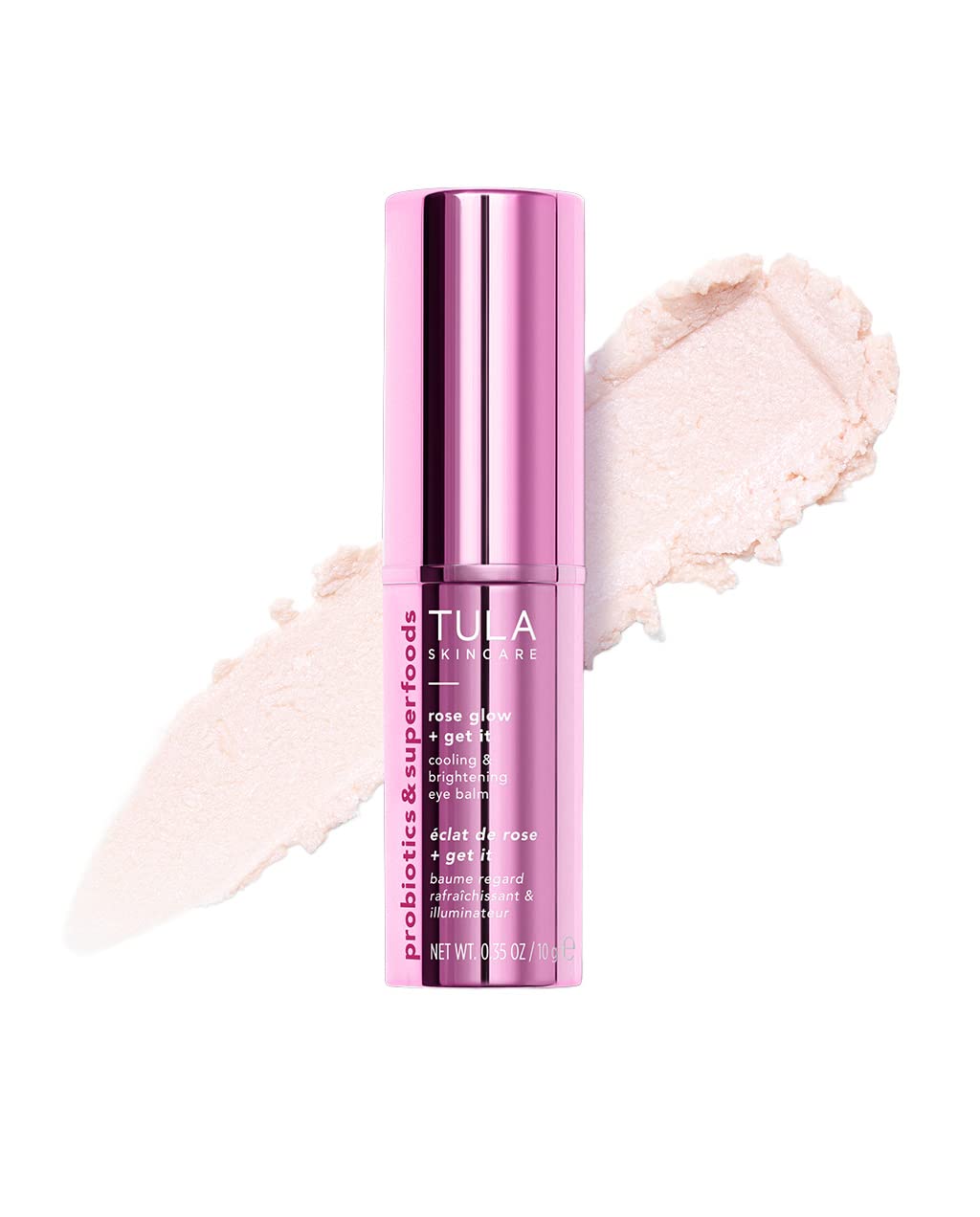 Tula Skin Care Chrome Rose Glow Eye Balm - Cooling Brightening Treatment for Dark Circles | Hydrates & Brightens Undereye, 0.35 oz.