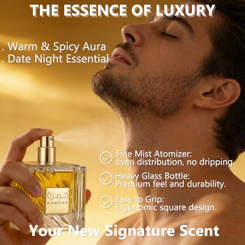 NUNUDA Perfume Spray, KAMRAH Vanilla, Warm Spicy, Amber, Cinnamon - Eau de Parfum Long-Lasting Fragrance for Men & Women Unisex, 3.40 Ounce / 100 ml (Aromatic Spicy)
