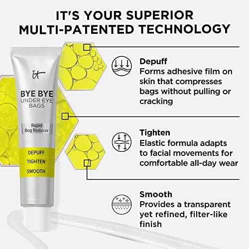 IT Cosmetics Bye Bye Under Eye Bags Treatment For Women & Men ? Temporary Eye Bag Reducer & Undereye Corrector Depuffs, Tightens, Smooths & Reduces Look of Wrinkles & Fine Lines - 0.5 Fl. Oz