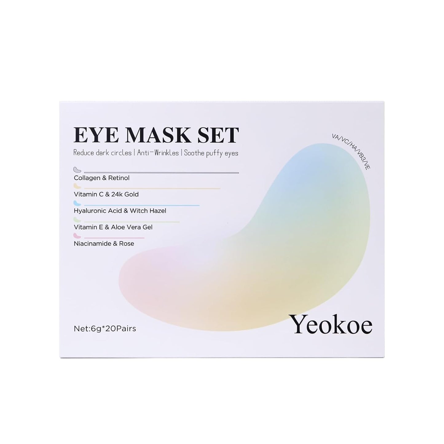 Yeokoe Under Eye Patches - Collagen & Retinol Eye Masks for Dark Circles | 20 Pairs of Spa-Quality Skincare