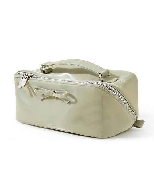 EACHY Makeup Bag, Large Capacity Cosmetic Bags for Women, Waterproof Pearl-Sheen PU Toiletry Bag with Flat-Open Design and Makeup Brush Organizer