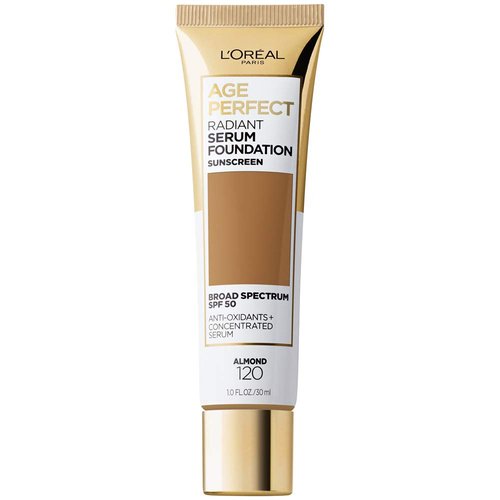 L'Oreal Paris Age Perfect Radiant Serum Foundation - SPF 50, Almond, 1 Ounce for Youthful Glow