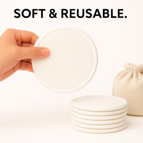 Eco-Friendly Makeup Remover Pads by Skiennix - 12 Bamboo Cotton Rounds with Laundry Bag | Soft, Washable Facial Pads for Sensitive Skin