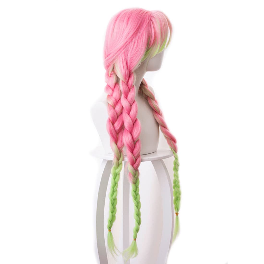 Aadesso demon Kimetsu No Kanroji Mitsuri Anime Cosplay Pink And Green Gradient Long Men Women Heat Resistant Synthetic Hair with wig cap