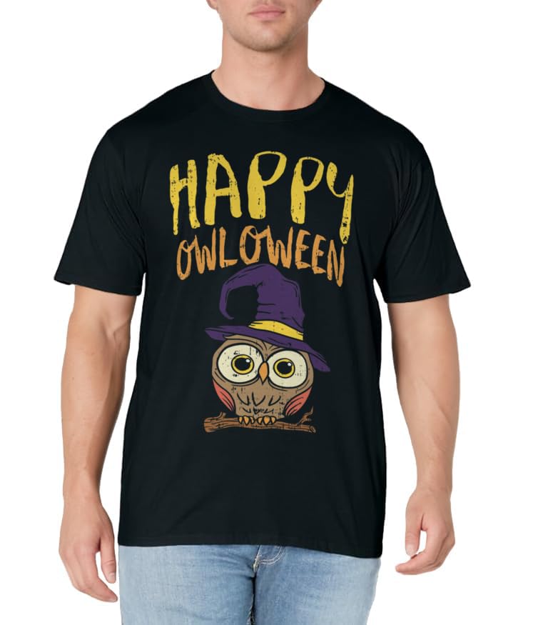 Funny Halloween Shirt Happy Owloween Owl Lover Bird Costume T-Shirt