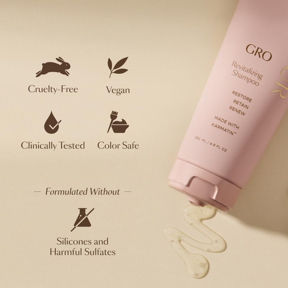 VEGAMOUR GRO Revitalizing Shampoo - Thicker, Fuller Hair Formula with Vegan Keratin | Sulfate-Free, Natural Citrus Scent