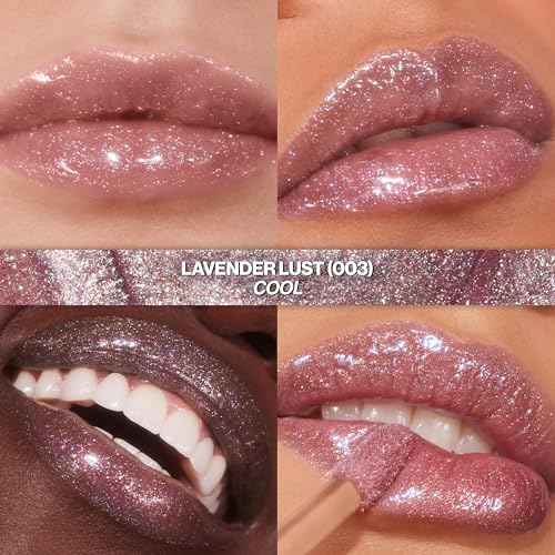 REVLON Super Lustrous Glimmer Gloss, Non-Sticky Lip Gloss, High-Shine Finish, Plant-Based Glitter, 003 Lavender Lust, 0.13 fl oz