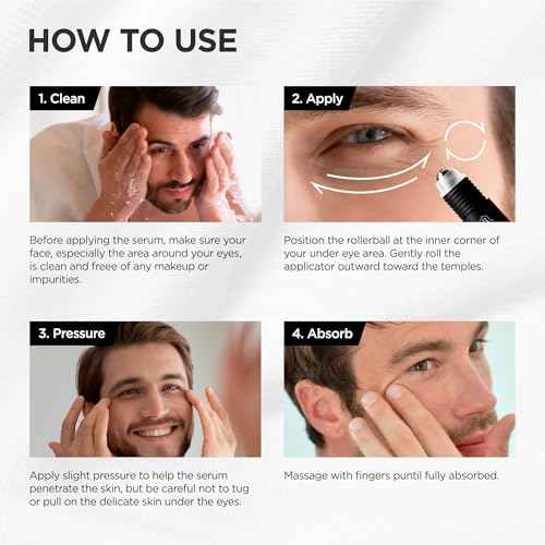 Under Eye Cream for Puffiness and Bags: Caffeine Serum Roller for Dark Circles Treatment - With 5% Caffeine Retinol Hyaluronic Acid Niacinamide Peptides 0.5 fl. oz