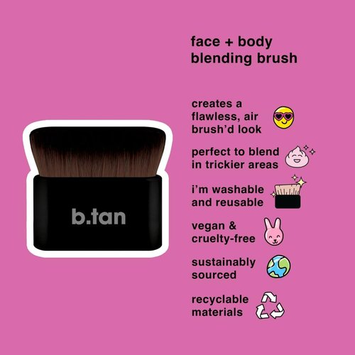 b.tan Self Tanning Kabuki Applicator Brush - Flawless Air Brush'd Blend for Makeup & Creams