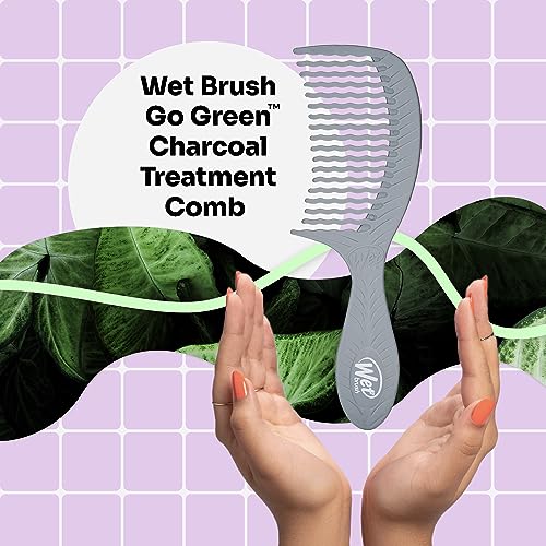 Wet Brush Go Green Charcoal Infused Treatment Comb - Wide Tooth Hair Detangler with WaveTooth Design that Gently and Glides Through Tangles - No Split Ends and No Damage