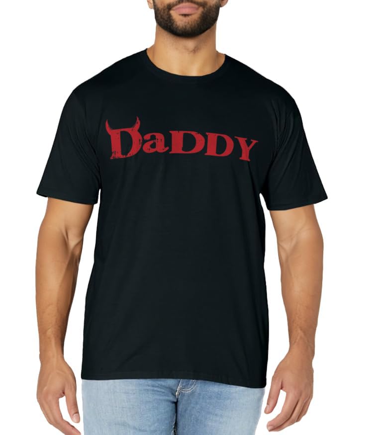 Daddy Devil Horn Lazy Halloween Costume Gothic Papa T-Shirt