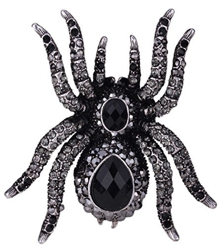 YACQ Women's Spider Stretch Rings Fit Finger Size 6.5 To 9 - Elastic Soft Band Perfect for Arthritis - Silk Scarf Holders - Lead & Nickle Free - 2-1/4 x 2-1/4 Inches - Halloween Costume Accessories