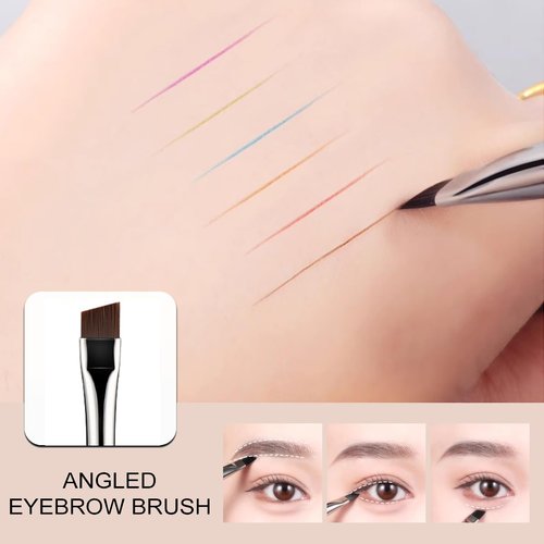 KINGMAS Eyebrow Brush - Professional Duo Angled Brush for Shaping Brows & Lashes | Black