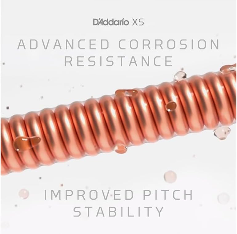 D'Addario Acoustic Guitar Strings, XS Phosphor Bronze Coated, XSAPB1256, Light Top/Medium Bottom Gauge 12-56, 6-String Set, Pack of 1