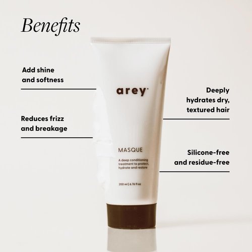 Arey Masque Deep Conditioner - Deep Hydration Hair Mask for Medium to Coarse Hair | Reduces Breakage & Tames Frizz | Vegan, Silicone-Free (6.76 Fl Oz)