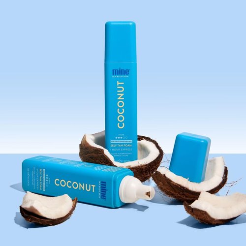 MineTan Coconut Duo Self Tan Bundle - Express 1 Hour | 2 Coconut Tanner Mousses, Application Mitt & Exfoliating Glove