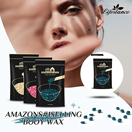 Lifestance Hard Wax Beans Hair Removal Kit, 1lb Large Refill Stripless Waxing Beans for Women Men Waxing Depilatory Violet Pearl Wax Beads