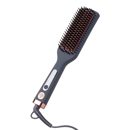 Hairitage Heated Ceramic Straightening Brush - Anti-Frizz Volumizing Blowout Tool | One-Step Hot Styling for All Hair Types