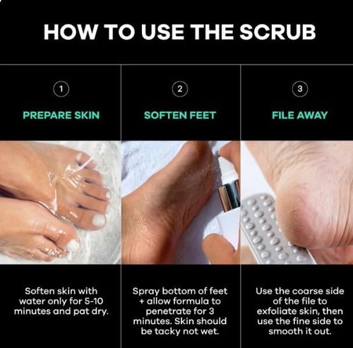 Dermasuri - Callus Remover Foot Scrub - Exfoliating Spray Formula & Deluxe Sole File | Softens Cracked Heels